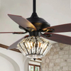 Ventilador de teto de cristal com candelabro de lâminas reversas de madeira de 52 polegadas e 5 com luz