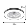 Ventilador de teto embutido moderno com controle remoto inteligente de 20 polegadas