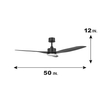 Ventilador de teto inteligente de controle remoto moderno interno de 50 polegadas com luz KBS-50K001