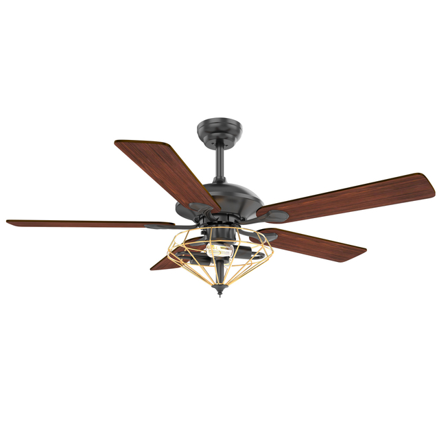 Ventilador de teto de lâmina de madeira com motor Bldc reversível decorativo de 52 polegadas 5