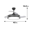 Ventilador de teto retrátil decorativo interno de 42 polegadas com luz KBS-Y4265