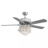 Ventilador de teto decorativo interno com candelabro de cristal de 52 polegadas com lâmpada